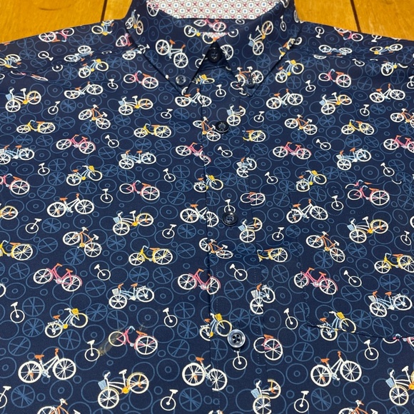 Johnston Murphy Button Down Performance Shirt Bicycle All Over Print Small - Picture 1 of 16